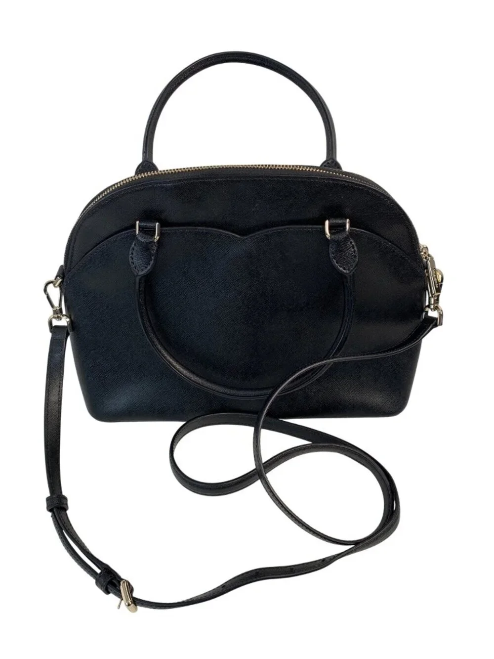 Kate Spade Black Leather Dome Satchel Crossbody Bag M 12 x 9 EUC Sylvia